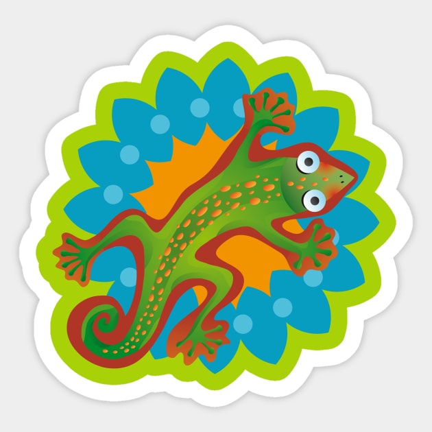 Green Lizard Sticker by Myrarte